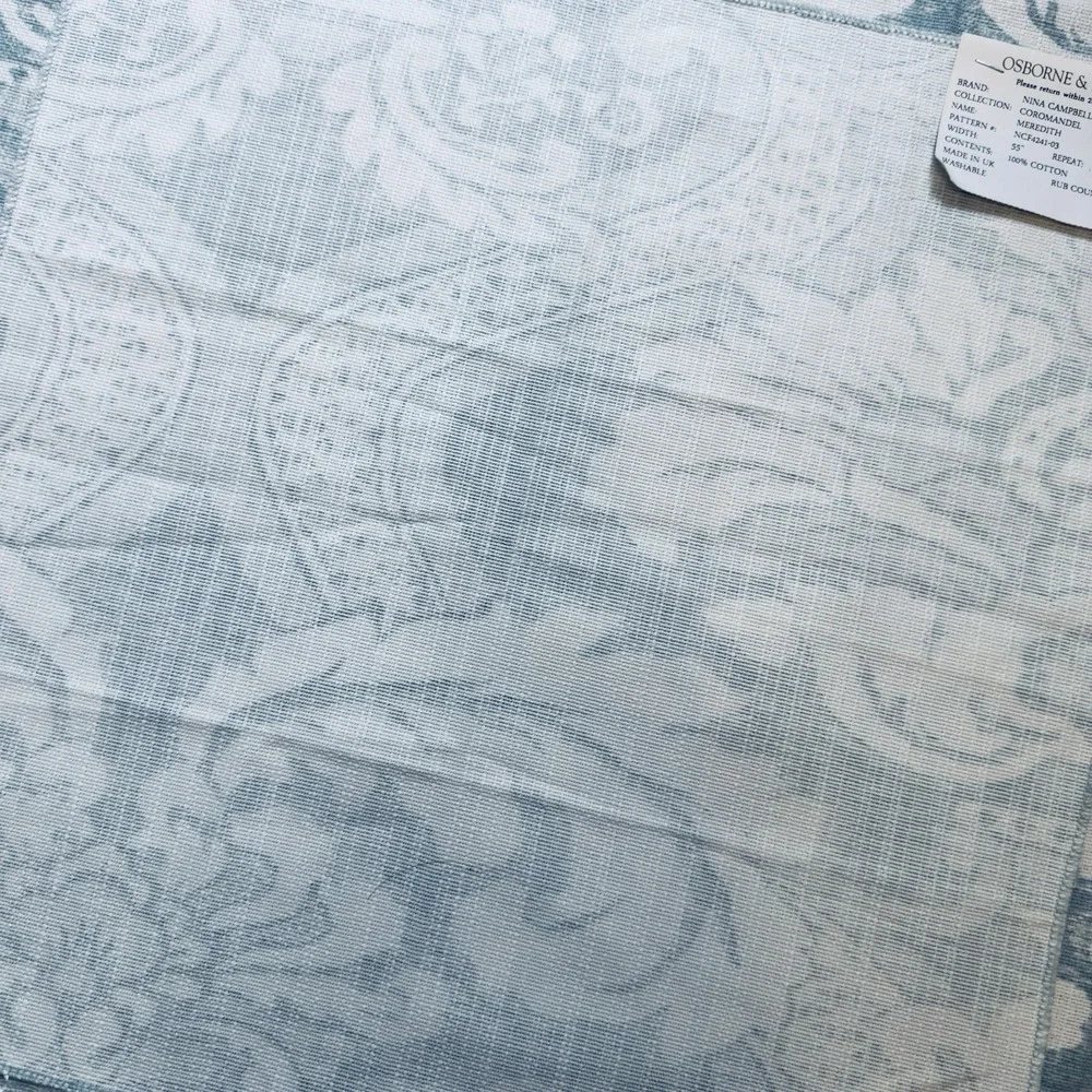 5 Nina Campbell Meredith Blue Damask Fabric Pieces 18x17 Pillow Craft Remnants